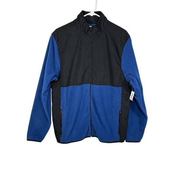 Old Navy Mens Large Fleece Zip-Up Track Jacket Blue & Black 100% Polyester New W - Picture 1 of 4